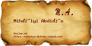 Mihályi Abdiás névjegykártya